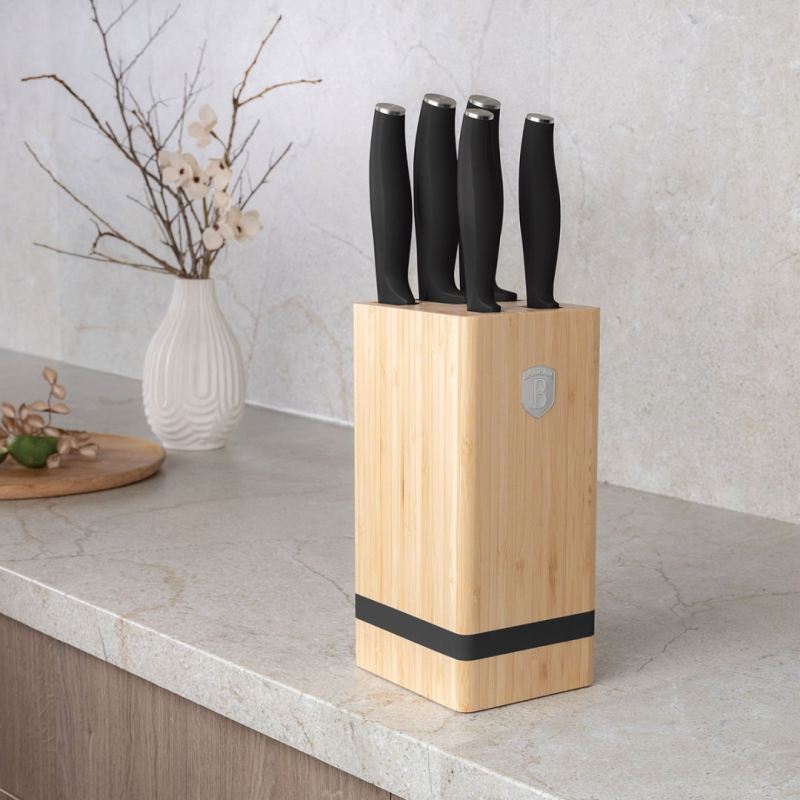 ZESTAW NOŻY BERLINGER HAUS BH-2971 MATTE BLACK W BLOKU BAMBUSOWYM - obrazek 2