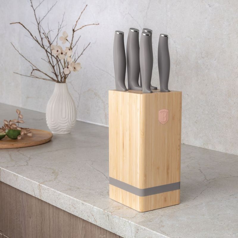 ZESTAW NOŻY BERLINGER HAUS BH-2974 TAUPE W BLOKU BAMBUSOWYM - obrazek 2