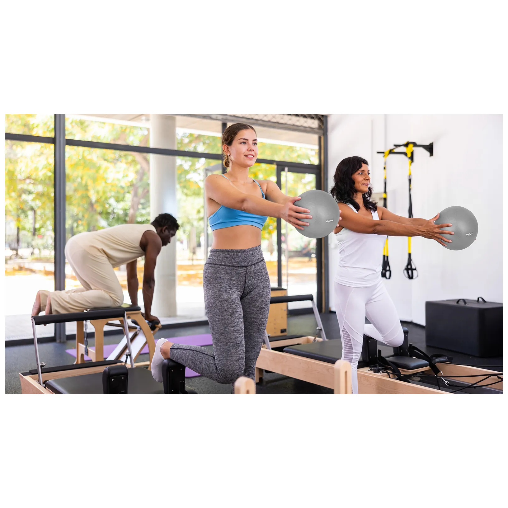 Mini piłka gimnastyczna do pilates rehabilitacyjna 25cm, kolor szary , REBEL ACTIVE - obrazek 8