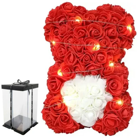 BQ54 Miś z róż z sercem 23cm led