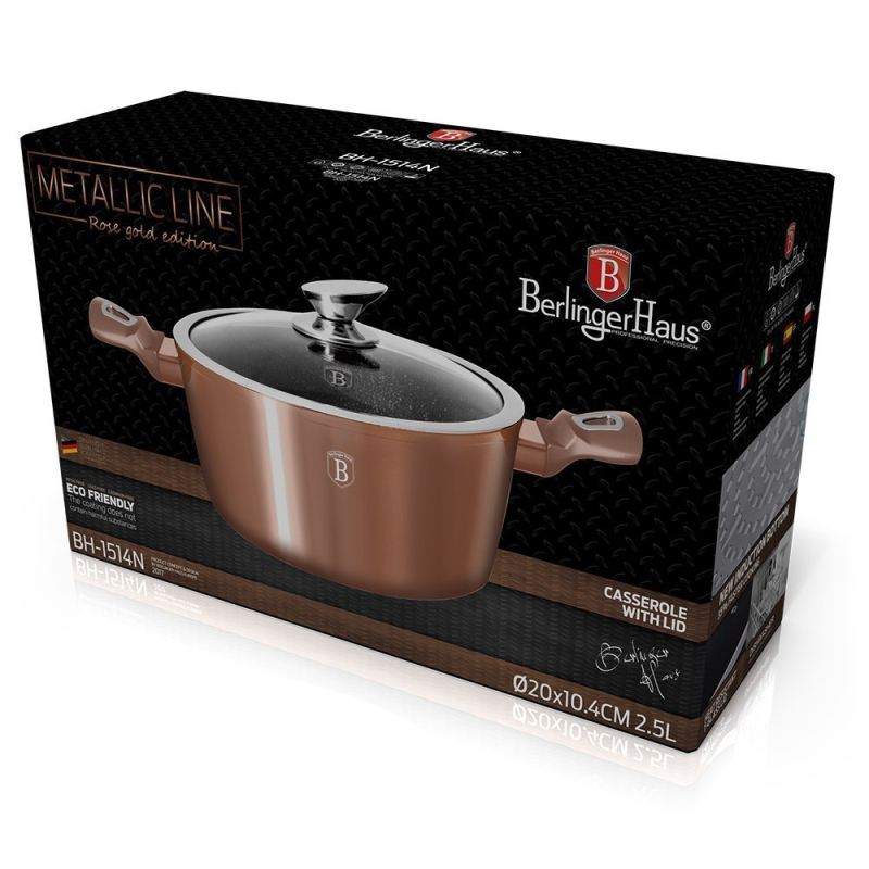 GARNEK GRANITOWY 24cm BERLINGER HAUS ROSE GOLD BH-1515 - obrazek 2