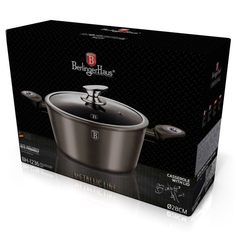 GARNEK GRANITOWY 28cm BERLINGER HAUS CARBON METALLIC LINE BH-1236 - obrazek 2