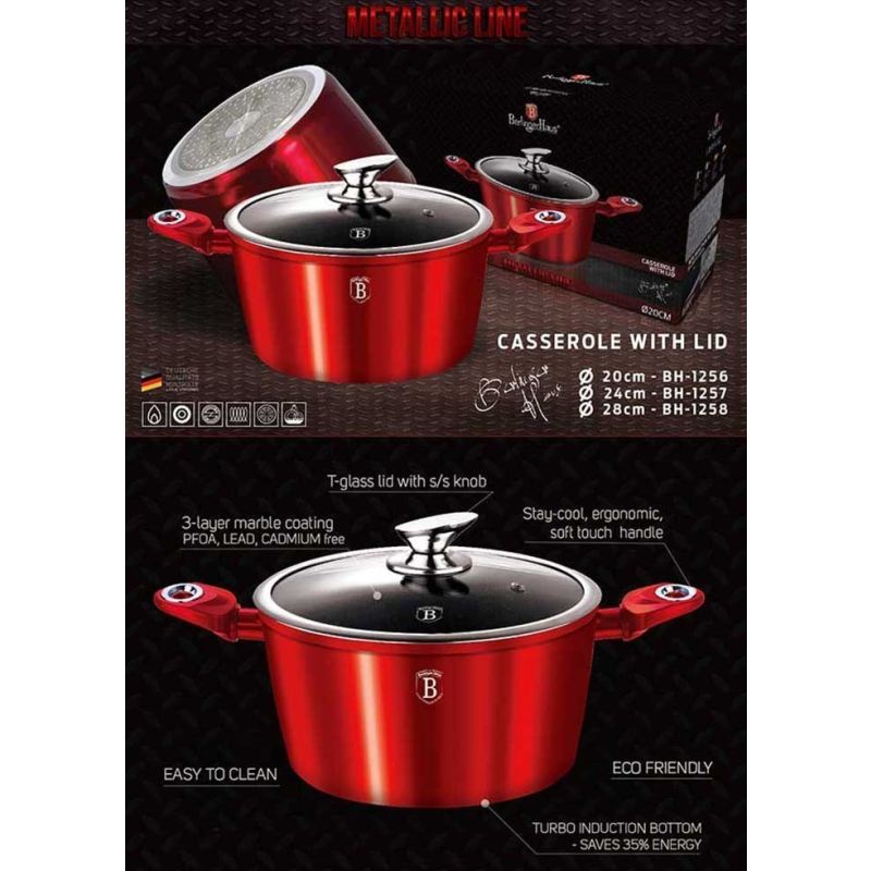 GARNEK GRANITOWY 28cm BERLINGER HAUS RED METALLIC LINE BH-1258 - obrazek 7
