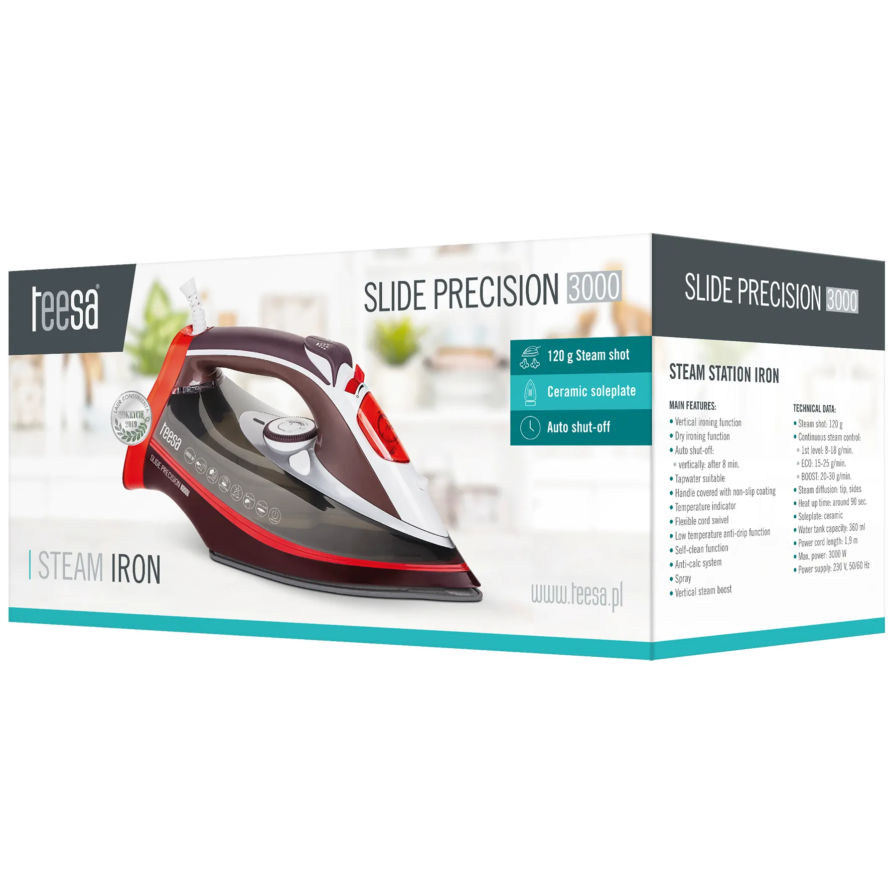 Żelazko elektryczne TEESA SLIDE PRECISION 3000 - obrazek 7