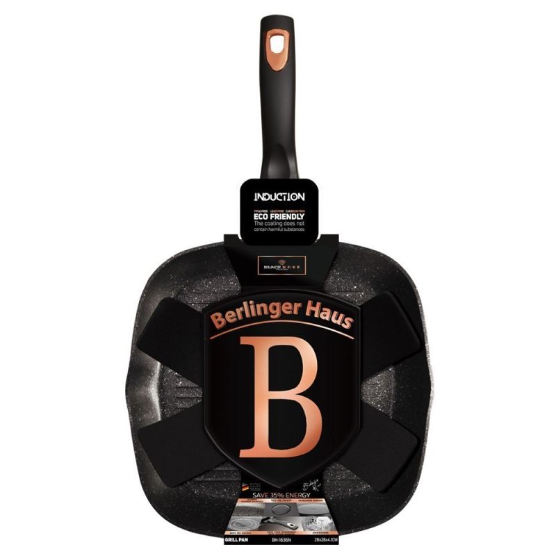 PATELNIA GRILLOWA GRANITOWA 28cm BERLINGER HAUS BLACK ROSE BH-1636 - obrazek 2