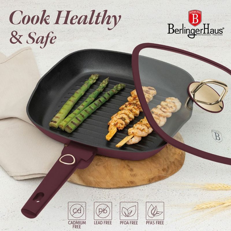 PATELNIA GRILLOWA TYTANOWA Z POKRYWĄ 28cm BERLINGER HAUS BH-8037 LEONARDO - obrazek 5