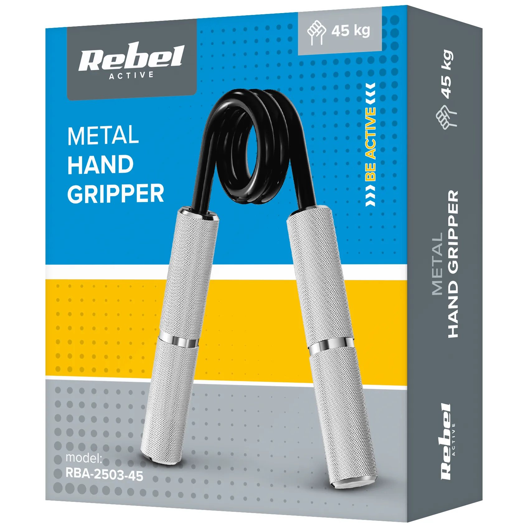 Ściskacz do ćwiczeń, treningu rąk, metalowy 45kg, REBEL ACTIVE - obrazek 6