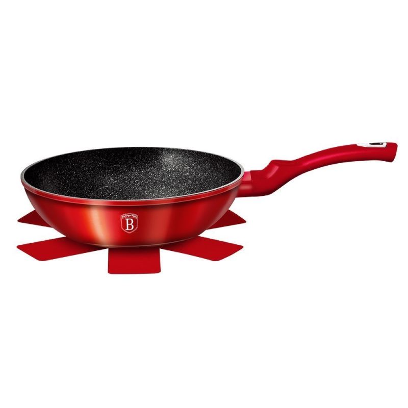 WOK GRANITOWY 28cm BERLINGER HAUS LINE BH-1267 BURGUNDY - obrazek 2