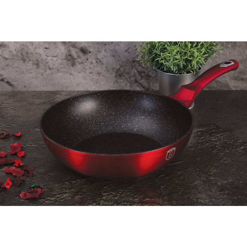 WOK GRANITOWY 28cm BERLINGER HAUS LINE BH-1267 BURGUNDY - obrazek 4