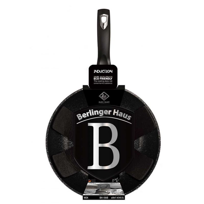 WOK GRANITOWY 28cm BERLINGERHAUS BLACK SILVER BH-1848 - obrazek 4