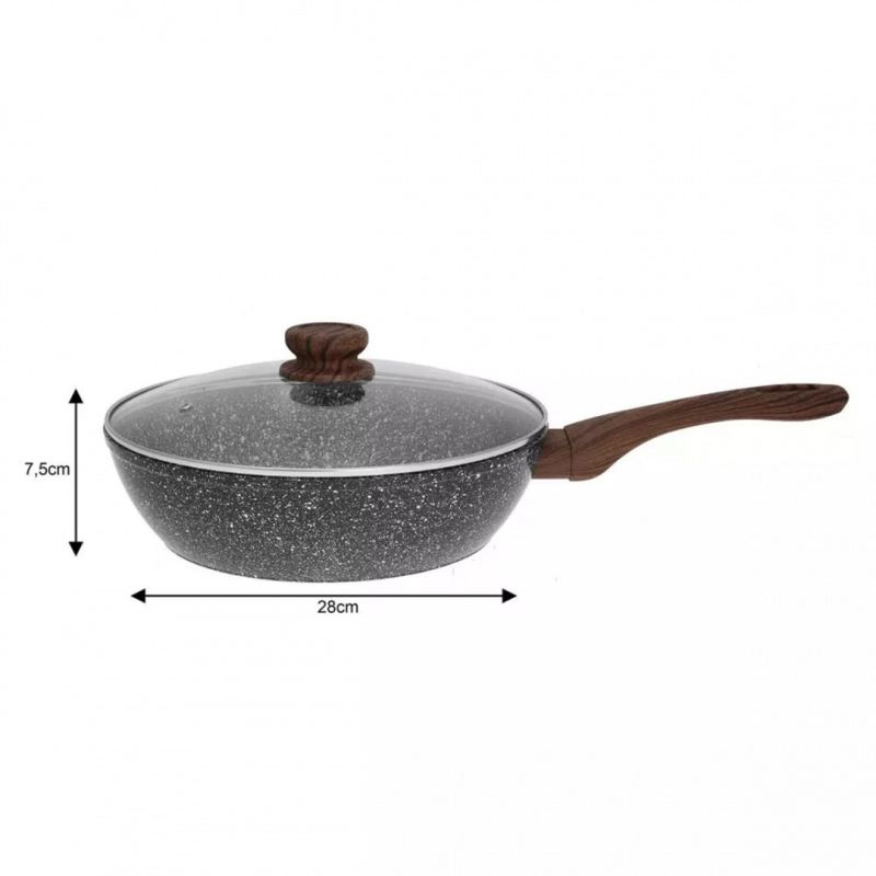 WOK GRANITOWY 28cm GRANIT WOOD KINGHOFF KH-1584 - obrazek 4