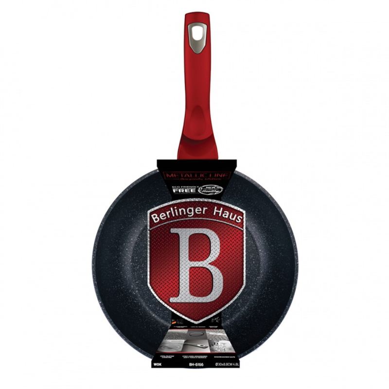 WOK GRANITOWY 30cm BERLINGER HAUS LINE BH-6166 BURGUNDY - obrazek 3