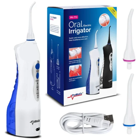Irygator bezprzewodowy Promedix, dentystyczny, stomatologiczny do zębów, zapasowe końcówki, kolor biały, PR-770 W