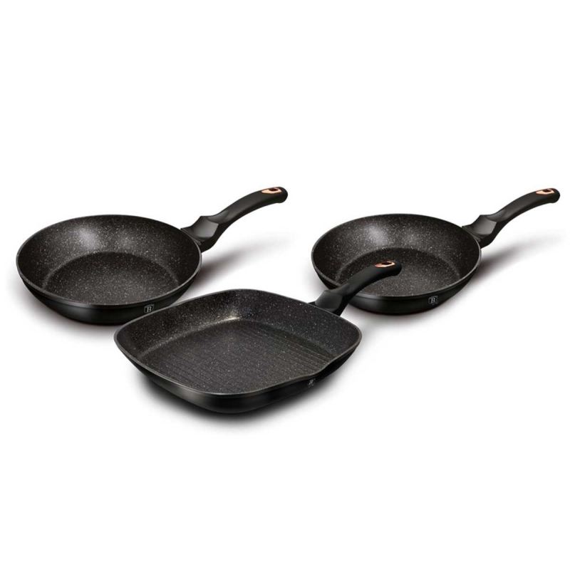 ZESTAW 3 PATELNI GRANITOWYCH BERLINGERHAUS BLACK ROSE BH-6156 - obrazek 2