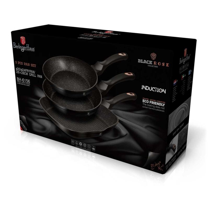 ZESTAW 3 PATELNI GRANITOWYCH BERLINGERHAUS BLACK ROSE BH-6156 - obrazek 5