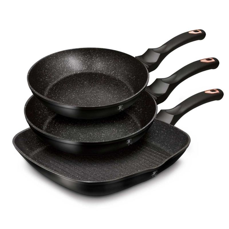 ZESTAW 3 PATELNI GRANITOWYCH BERLINGERHAUS BLACK ROSE BH-6156