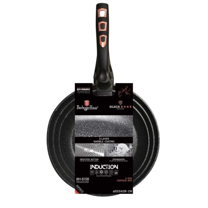 ZESTAW 3 PATELNI GRANITOWYCH BERLINGERHAUS BLACK ROSE BH-6158 - obrazek 2