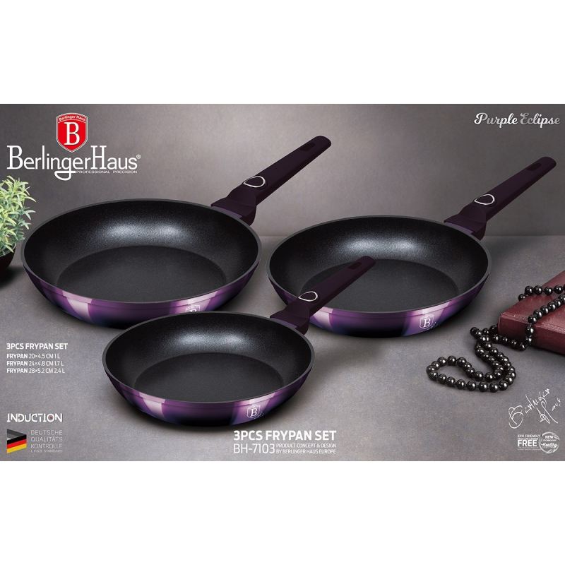 ZESTAW 3 PATELNI TYTANOWYCH BERLINGER HAUS BH-7103 - obrazek 5
