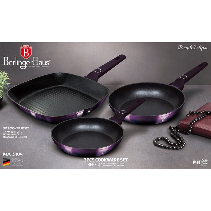 ZESTAW 3 PATELNI TYTANOWYCH BERLINGER HAUS BH-7104 - obrazek 6