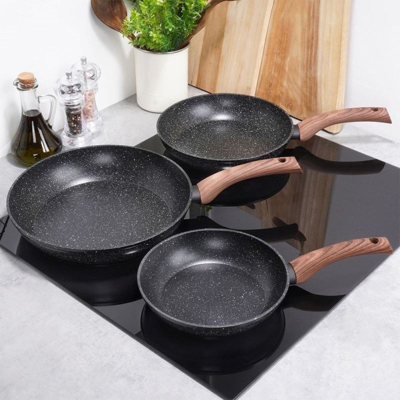 ZESTAW 3 PATELNI GRANITOWYCH BLACK&WOOD 20/24/28 cm 199011 - obrazek 2