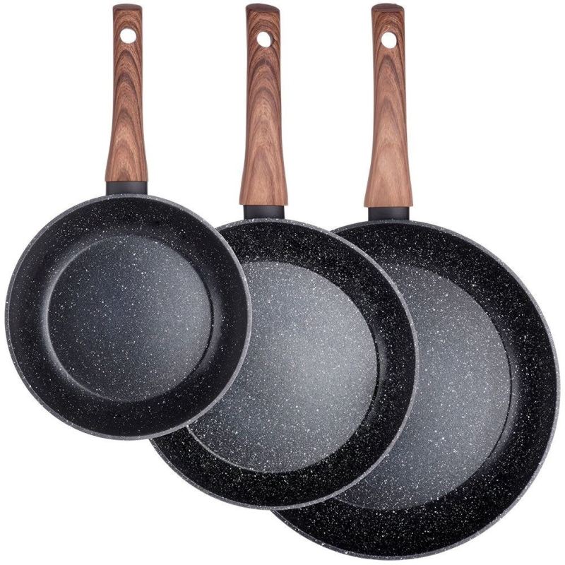 ZESTAW 3 PATELNI GRANITOWYCH BLACK&WOOD 20/24/28 cm 199011 - obrazek 3