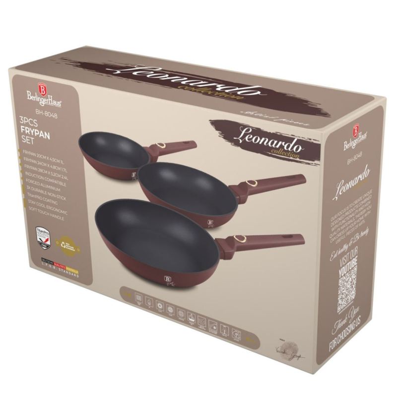 ZESTAW 3 PATELNI TYTANOWYCH BERLINGER HAUS BH-8048 LEONARDO - obrazek 7