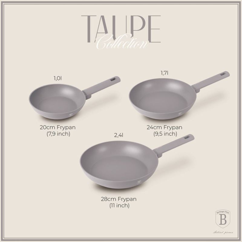 ZESTAW 3 PATELNI TYTANOWYCH BERLINGER HAUS BH-8108 TAUPE - obrazek 3