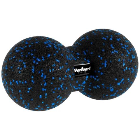 Duoball podwójna piłka do masażu 12cm, kolor czarno-niebieski, materiał EPP, REBEL ACTIVE