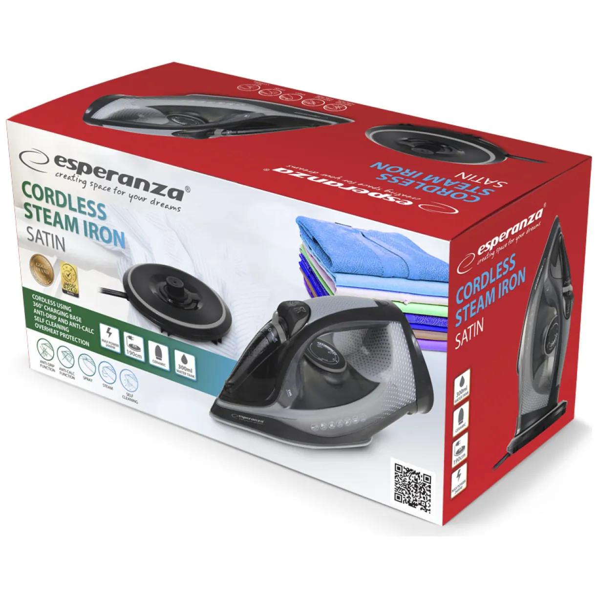 EHI011 Esperanza żelazko parowe bezprzewodowe satin ceramic 2600w - obrazek 12