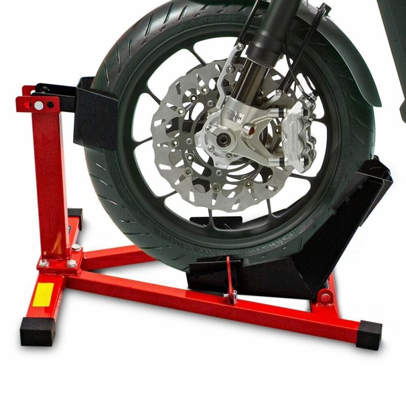 Stojak przedni do motocykla czerwono-czarny solidny uniwersalny stabilny - obrazek 4