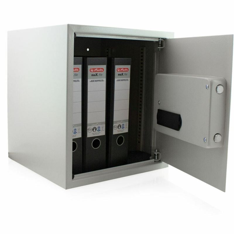 Sejf Kremowy 36x40 cm Zamek Elektroniczny i Klucz Podwójne Drzwi Bituxx - obrazek 3