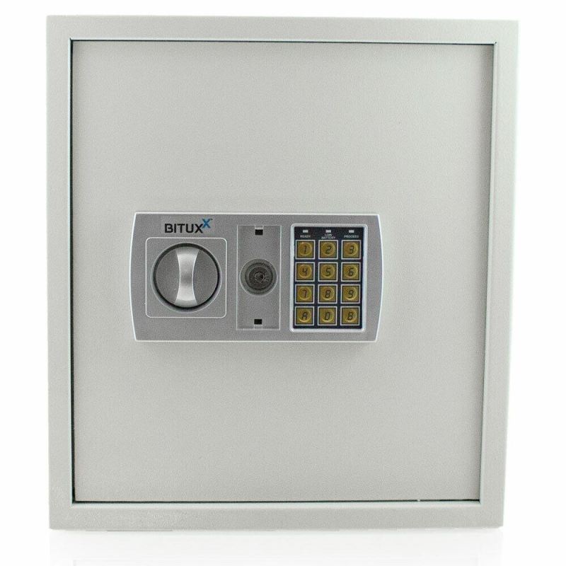 Sejf Kremowy 36x40 cm Zamek Elektroniczny i Klucz Podwójne Drzwi Bituxx - obrazek 4