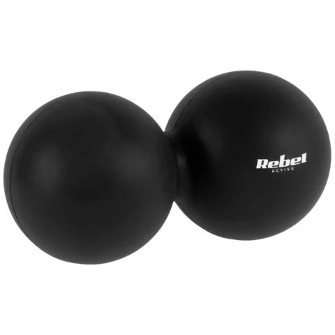 Duoball podwójna piłka do masażu 6.2cm, kolor czarny, materiał silikon, REBEL ACTIVE