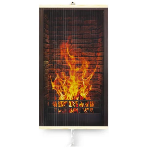 Grzejnik na podczerwień - giętki panel grzewczy 430W TRIO wzór 1 kominek, wymiary 100x57cm z regulatorem