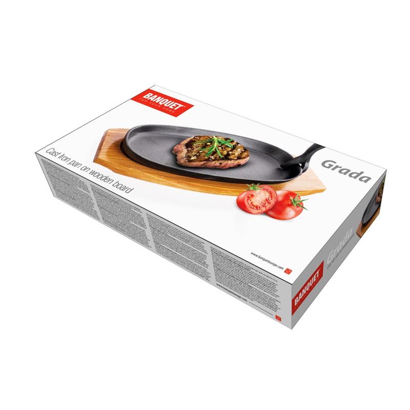 TALERZ PÓŁMISEK PATELNIA ŻELIWNA Z DESKĄ BANQUET GRADA - obrazek 6
