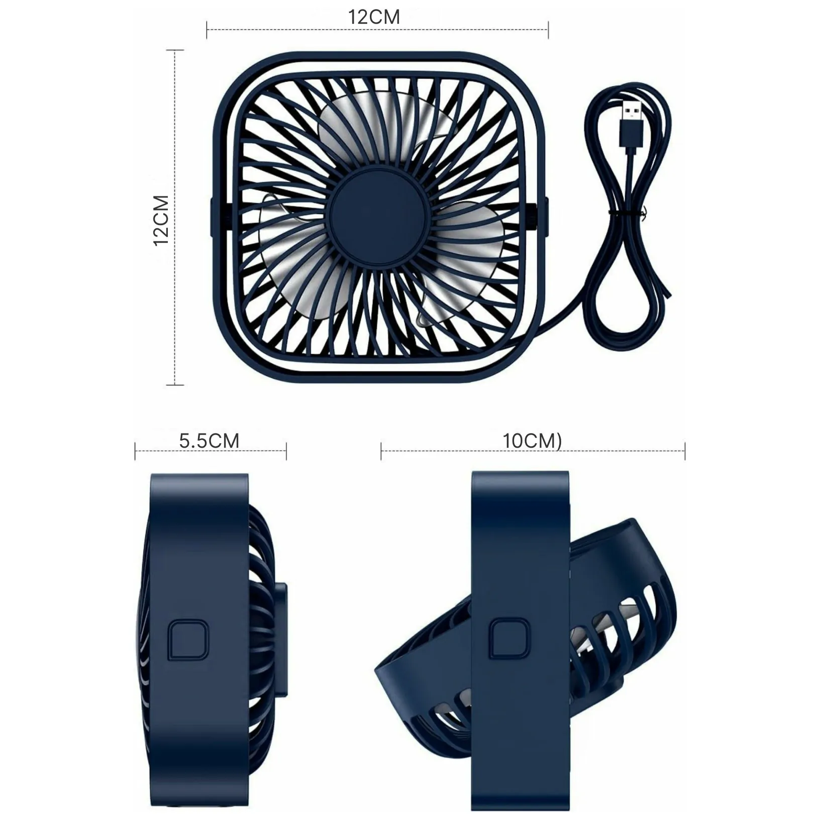 DA666 Mini wiatrak biurkowy usb niebieski - obrazek 6