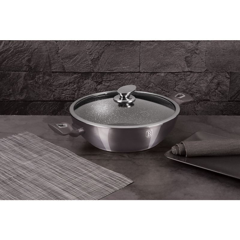 GARNEK GRANITOWY WOK 28cm BERLINGER HAUS BH-7111 CARBON PRO - obrazek 2