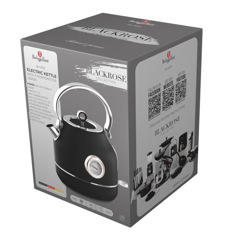 CZAJNIK ELEKTRYCZNY 1,7L Z TERMOMETREM BERLINGER HAUS BH-9513 BLACK ROSE - obrazek 7