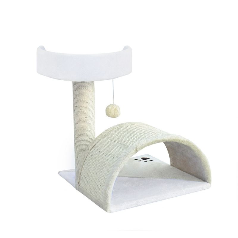 Drapak dla kota Legowisko+Budka biało-beżowy 43cm - obrazek 2