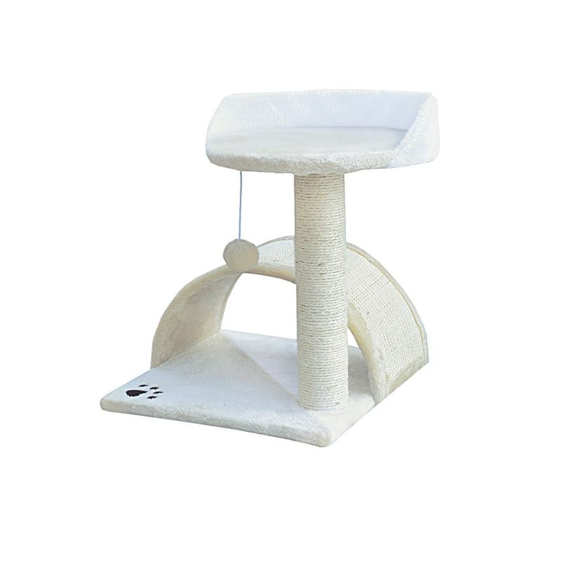 Drapak dla kota Legowisko+Budka biało-beżowy 43cm - obrazek 3
