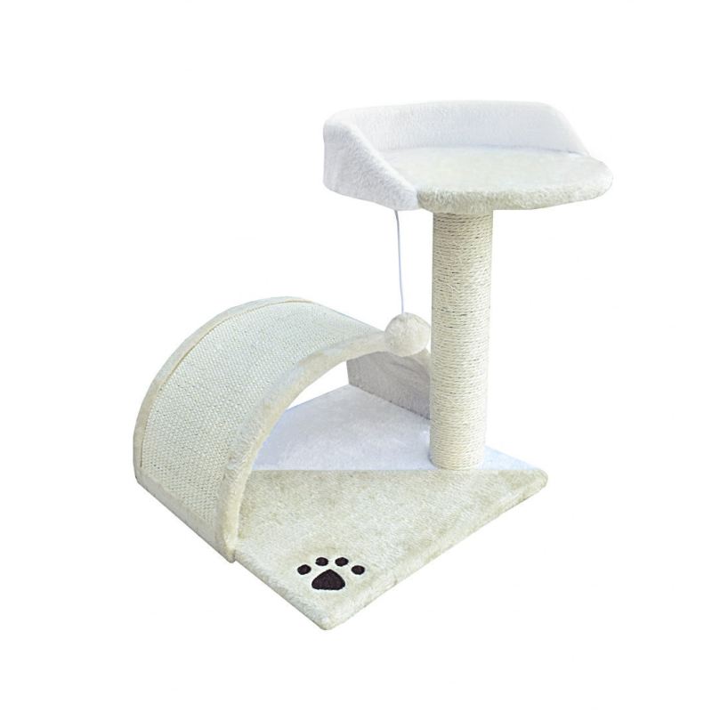 Drapak dla kota Legowisko+Budka biało-beżowy 43cm - obrazek 4
