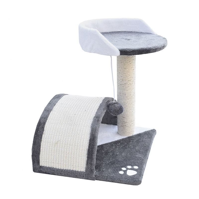 Drapak dla kota Legowisko+Budka biało-siwy 43cm - obrazek 2