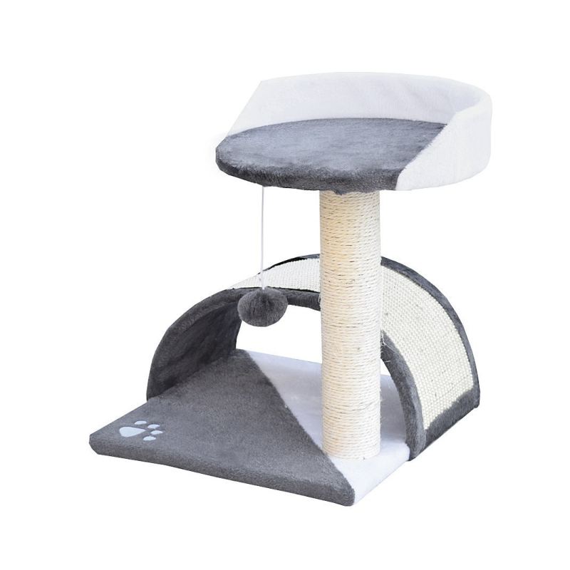 Drapak dla kota Legowisko+Budka biało-siwy 43cm - obrazek 4