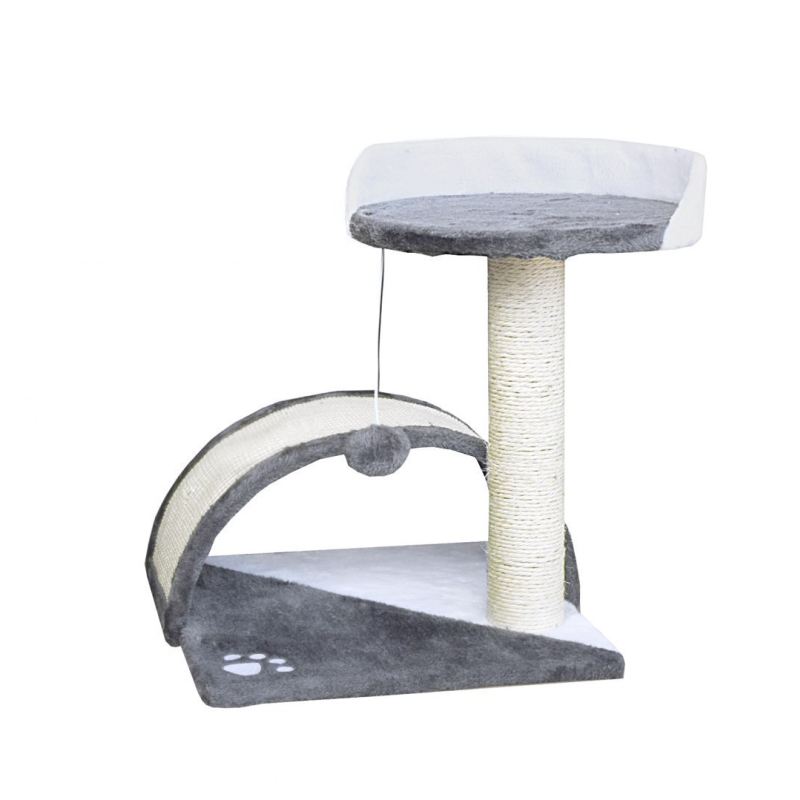 Drapak dla kota Legowisko+Budka biało-siwy 43cm - obrazek 5