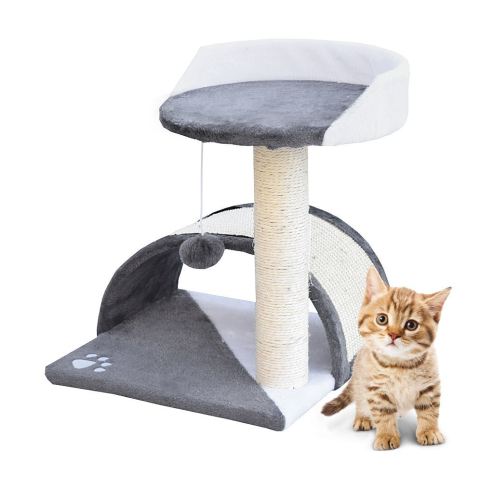 Drapak dla kota Legowisko+Budka biało-siwy 43cm
