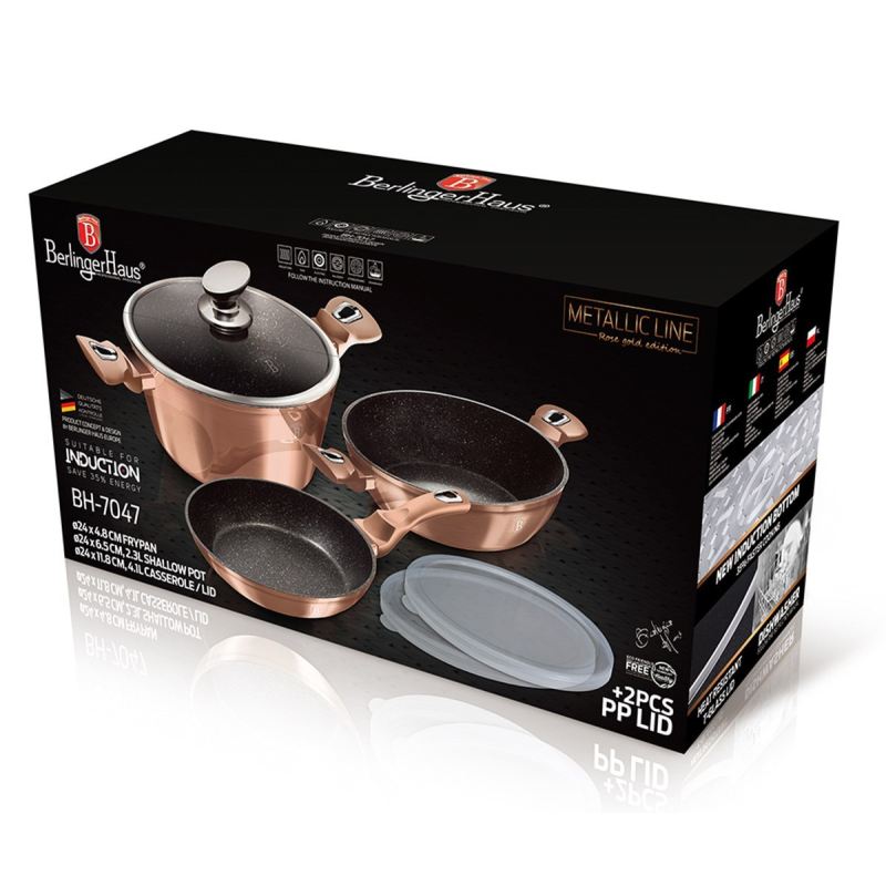ZESTAW GARNKÓW I PATELNI BERLINGERHAUS BH-7047 ROSE GOLD - obrazek 2