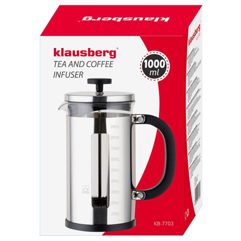 ZAPARZACZ TŁOKOWY DO KAWY/HERBATY 1000ml KLAUSBERG KB-7703 - obrazek 4