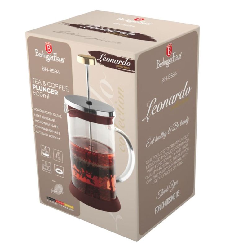 ZAPARZACZ TŁOKOWY DO KAWY HERBATY 600ml BERLINGER HAUS BH-8584 LEONARDO - obrazek 9