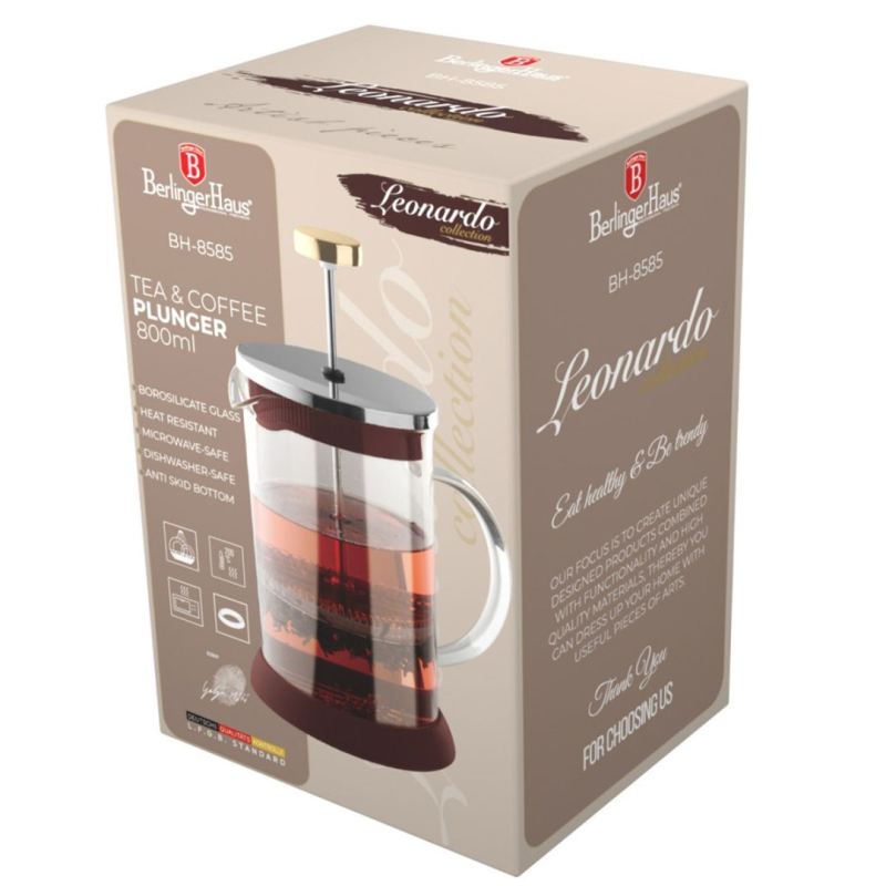 ZAPARZACZ TŁOKOWY DO KAWY HERBATY 800ml BERLINGER HAUS BH-8585 LEONARDO - obrazek 9