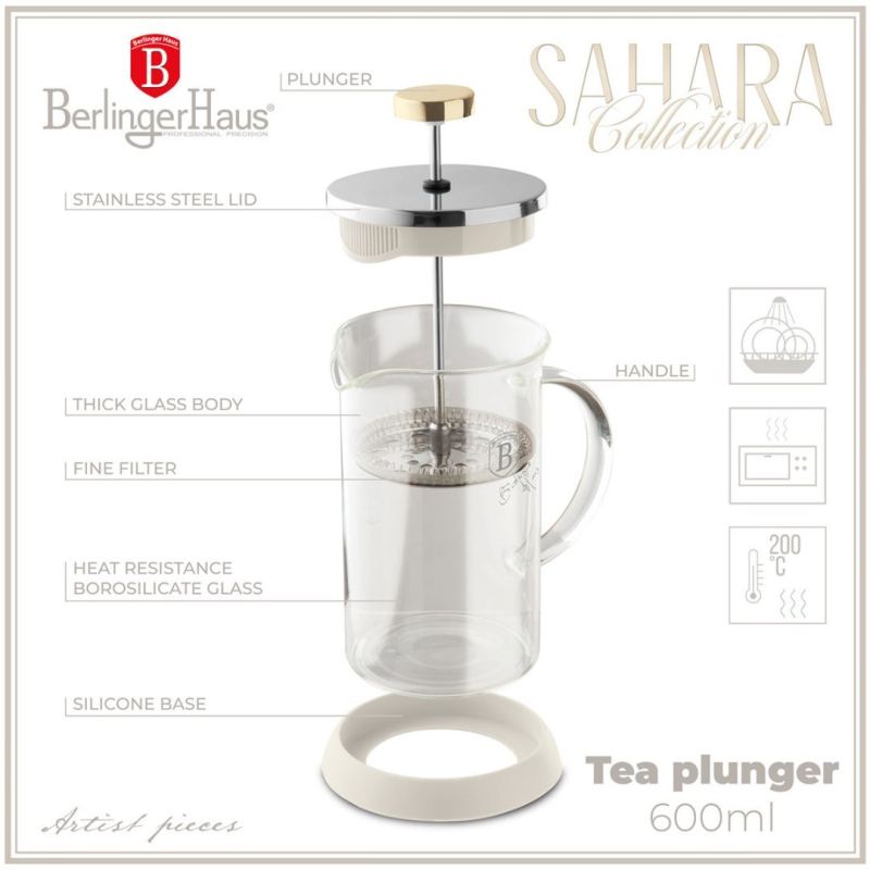 ZAPARZACZ TŁOKOWY DO KAWY HERBATY 600ml BERLINGER HAUS BH-8586 SAHARA - obrazek 8
